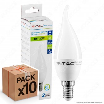 10 Lampadine LED V-Tac VT-1818TP E14 4W Candela Fiamma - Pack