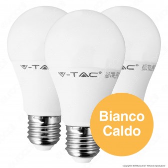 V-Tac VT-1900 Super Saver Pack Confezione 3 Lampadine LED E27 9W Bulb A60 - SKU 7240 / 7241 / 7242
