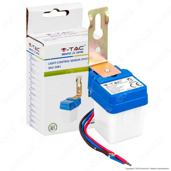 V-Tac VT-8019 Sensore Fotocellula Crepuscolare IP44 per Lampadine - V-Tac VT-8019 Sensore Fotocellula Crepuscolare IP44 per Lampadine -