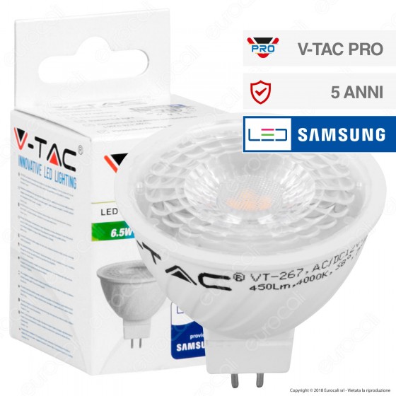 V-Tac PRO VT-267 Lampadina LED GU5.3 (MR16) 6,5W Faretto Spotlight V-Tac PRO VT-267 Lampadina LED GU5.3 (MR16) 6,5W Faretto Spotlight