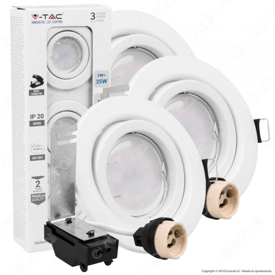 V-Tac VT-3333 Super Saver Pack Confezione 3 Faretti LED GU10 5W con V-Tac VT-3333 Super Saver Pack Confezione 3 Faretti LED GU10 5W con