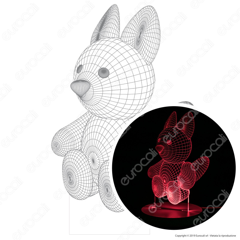 Cucciolo di Volpe - Placca in Plexiglass Trasparente Effetto 3D