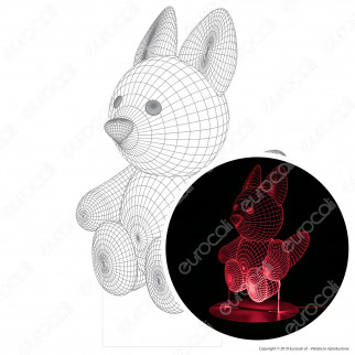 Cucciolo di Volpe - Placca in Plexiglass Trasparente Effetto 3D