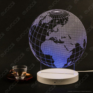 Mappamondo - Placca in Plexiglass Trasparente Effetto 3D Incisa al
