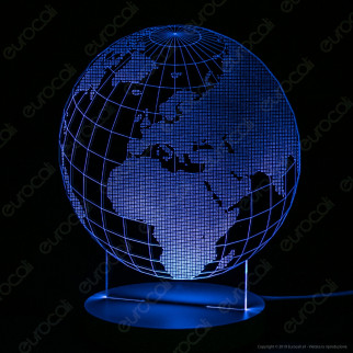 Mappamondo - Placca in Plexiglass Trasparente Effetto 3D Incisa al