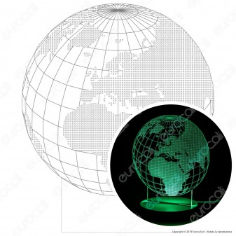 Mappamondo - Placca in Plexiglass Trasparente Effetto 3D Incisa al