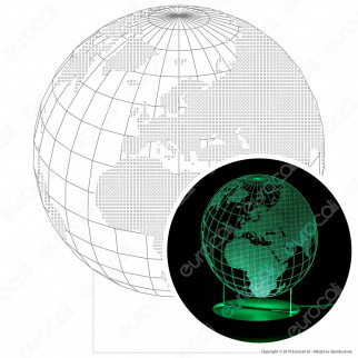 Mappamondo - Placca in Plexiglass Trasparente Effetto 3D Incisa al