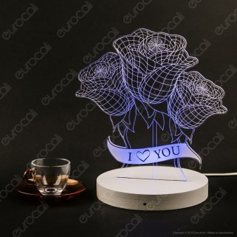 Mazzo di Rose - Placca in Plexiglass Trasparente Effetto 3D Incisa al