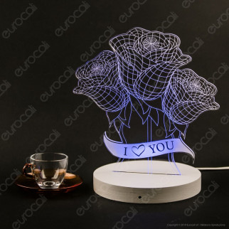 Mazzo di Rose - Placca in Plexiglass Trasparente Effetto 3D Incisa al