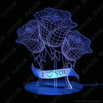 Placca in Plexiglass con Forma Mazzo di Rose 3D Incisa al Laser - Made in Italy