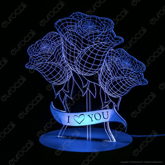 Mazzo di Rose - Placca in Plexiglass Trasparente Effetto 3D Incisa al