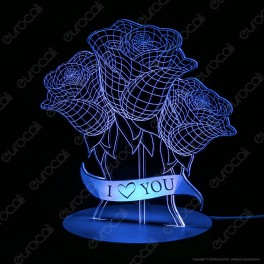 Mazzo di Rose - Placca in Plexiglass Trasparente Effetto 3D Incisa al