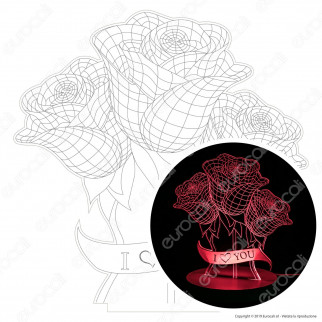 Mazzo di Rose - Placca in Plexiglass Trasparente Effetto 3D Incisa al