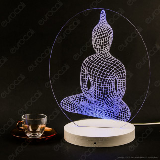 Buddha - Placca in Plexiglass Trasparente Effetto 3D Incisa al Laser
