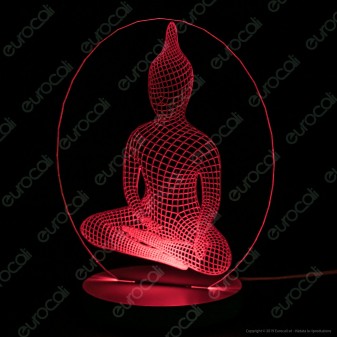 Buddha - Placca in Plexiglass Trasparente Effetto 3D Incisa al Laser