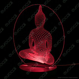 Buddha - Placca in Plexiglass Trasparente Effetto 3D Incisa al Laser