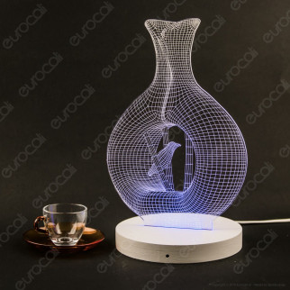 Vaso con Uccello - Placca in Plexiglass Trasparente Effetto 3D Incisa