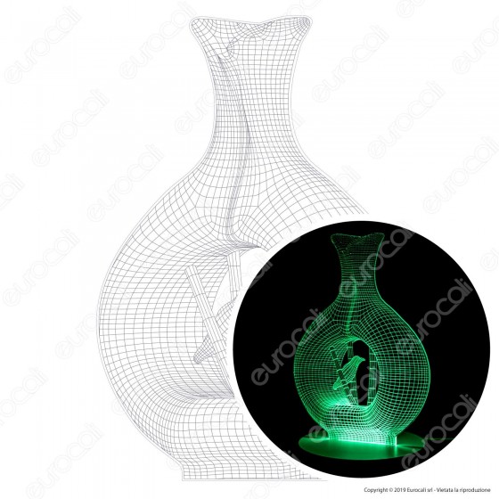 Vaso con Uccello - Placca in Plexiglass Trasparente Effetto 3D Incisa Vaso con Uccello - Placca in Plexiglass Trasparente Effetto 3D Incisa