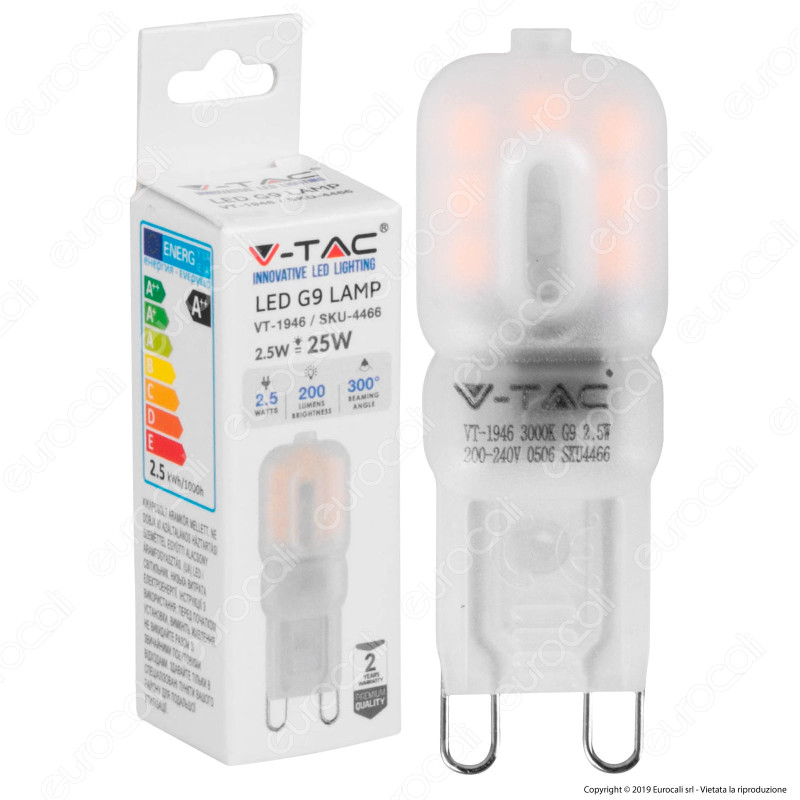 V-Tac VT-1946 Lampadina LED G9 2,5W Bulb - SKU 4466 / 4467 / 4468