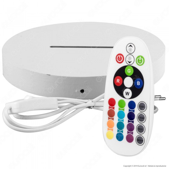 Base in Legno con Striscia LED RGB+W e Telecomando per Placche in Plexiglass Incise al Laser - Made in Italy Base in Legno con Striscia LED RGB+W e Telecomando per Placche in Plexiglass Incise al Laser - Made in Italy