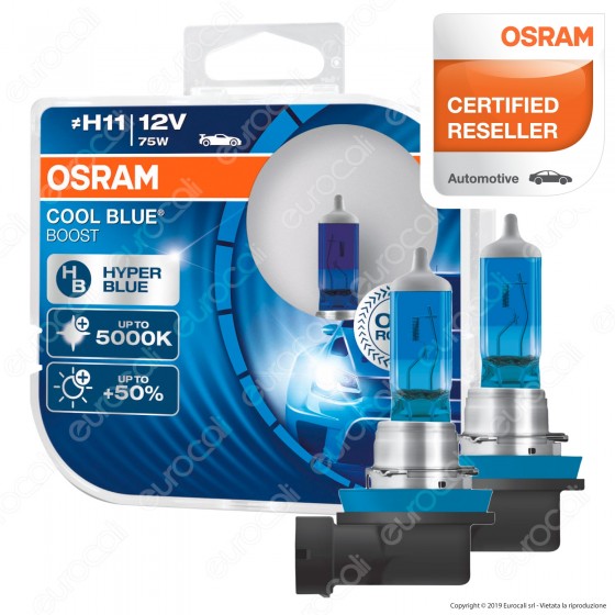 Osram Cool Blue Boost Hyper Blue per Off Road - 2 Lampadine H11 Osram Cool Blue Boost Hyper Blue per Off Road - 2 Lampadine H11