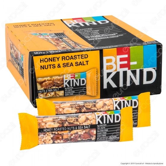 Be-Kind Snack con Frutta Secca Tostata al Miele e Sale Marino - Box da 12 Barretta da 40g