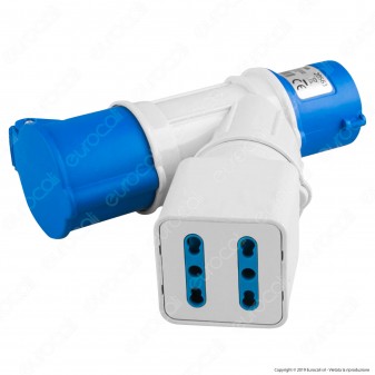 Ecova Multipresa Adattatore Spina e Presa CEE Industriale e 2 Prese