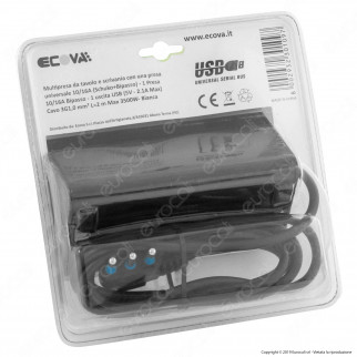 Ecova Multipresa da Tavolo 2 Posti Schuko e 10/16A con Porta USB e