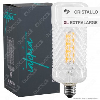 Daylight Interia DEMETRA Lampadina LED E27 Filamento 6W Tubolare Effetto Cristallo Dimmerabile CRI≥90 - mod. 700277.0IA