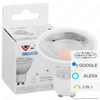 V-Tac Smart VT-5174 Lampadina LED Wi-Fi GU10 4,5W Faretto Spotlight