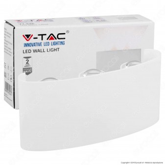 V-Tac VT-846 Lampada da Muro Wall Light Bianca con 6 LED COB 6W - SKU 8613 / 8614