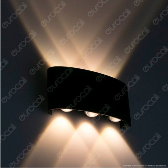 V-Tac VT-846 Lampada da Muro Wall Light Nera con 6 LED COB 6W - SKU 8615