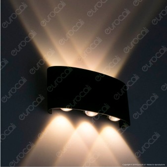 V-Tac VT-846 Applique Lampada da Muro Wall Light Nera con 6 LED COB