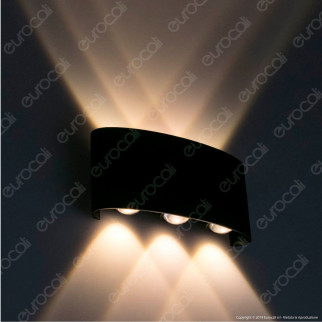V-Tac VT-846 Applique Lampada da Muro Wall Light Nera con 6 LED COB