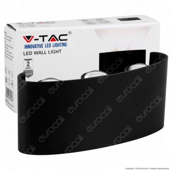 V-Tac VT-846 Applique Lampada da Muro Wall Light Nera con 6 LED COB