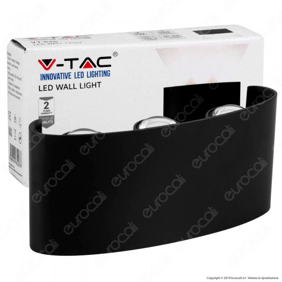 V-Tac VT-846 Lampada da Muro Wall Light Nera con 6 LED COB 6W - SKU 8615