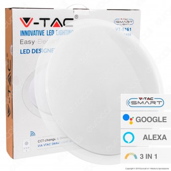 V-Tac Smart VT-5161 Plafoniera LED 60W RGB+W 3in1 Wi-Fi Forma Circolare Effetto Cielo Stellato - SKU 1498
