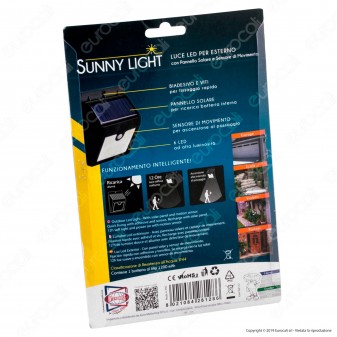Intergross Sunny Light Lampada LED per Esterno IP44 con Pannello Solare e Sensore di Movimento - mod. IGZ 112