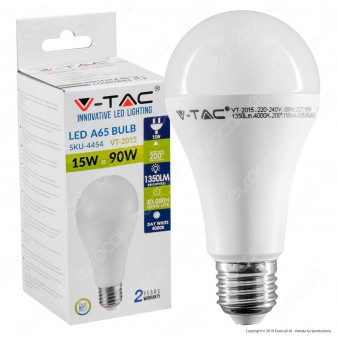V-Tac VT-2015 Lampadina LED E27 15W Bulb A65 - SKU 4453 / 4454 / 4455