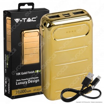 V-Tac VT-3522 Power Bank Portatile 10000 mAh 2 Uscite USB 2A - SKU