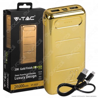 V-Tac VT-3523 Power Bank Portatile 20000 mAh 2 Uscite USB 2A - SKU 8908