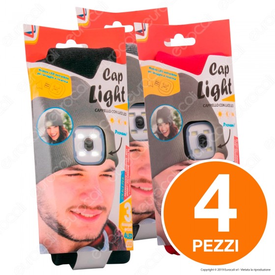 Kit 4 Intergross Cap Light Cappello con Lampada LED Removibile e Kit 4 Intergross Cap Light Cappello con Lampada LED Removibile e