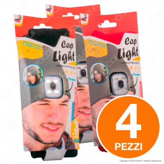 Kit 4 Intergross Cap Light Cappello con Lampada LED Removibile e