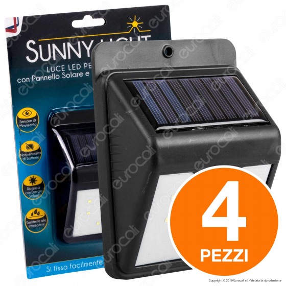 Kit 4 Intergross Sunny Light Lampada LED per Esterno IP44 con Kit 4 Intergross Sunny Light Lampada LED per Esterno IP44 con