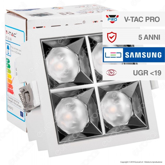 V-Tac PRO VT-2-16 Faretto LED SMD 16W da Incasso Quadrato 12° CRI≥90 V-Tac PRO VT-2-16 Faretto LED SMD 16W da Incasso Quadrato 12° CRI≥90
