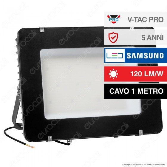V-Tac PRO VT-505 Faro LED SMD 500W IP 65 High Lumens Ultrasottile Chip Samsung Colore Nero - SKU 966 / 967