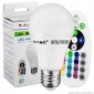 V-Tac VT-2022 Lampadina LED E27 6W Bulb A60 RGB+W con Telecomando - SKU 7121 / 7150 / 7151 [TERMINATO]