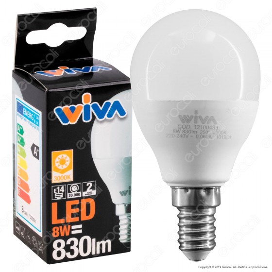 Wiva Lampadina LED E14 8W MiniGlobo P45 - mod. 12100433 / 12100434 / Wiva Lampadina LED E14 8W MiniGlobo P45 - mod. 12100433 / 12100434 /