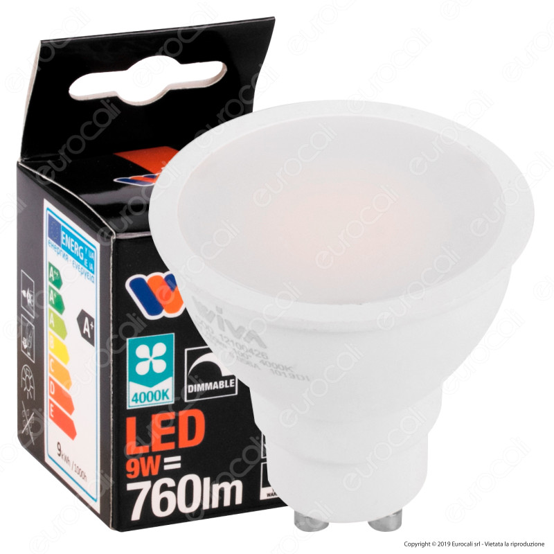 Wiva Lampadina LED GU10 9W Faretto Spotlight 100° Dimmerabile - mod.