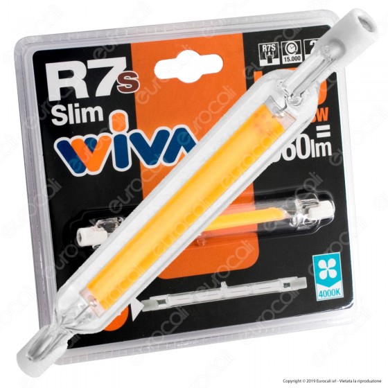 Wiva Lampadina LED COB R7s L118 8W Tubolare Ultra Slim - mod. Wiva Lampadina LED COB R7s L118 8W Tubolare Ultra Slim - mod.